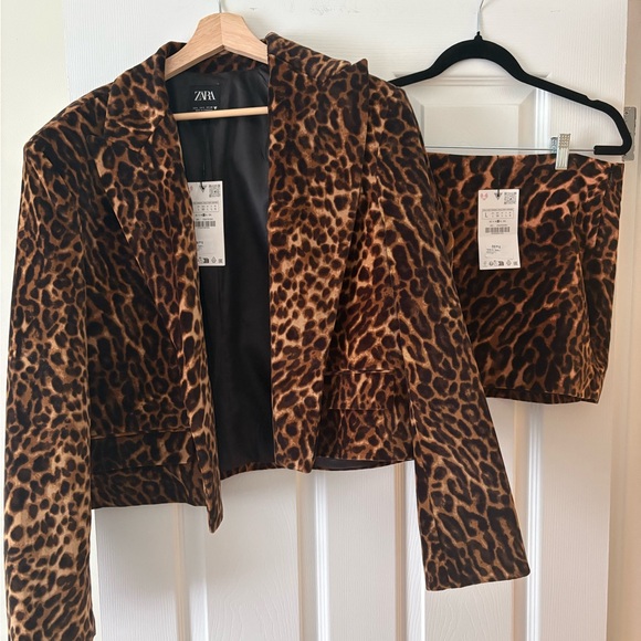 Zara Jackets & Blazers - Zara Animal Print Blazer and Skirt Set